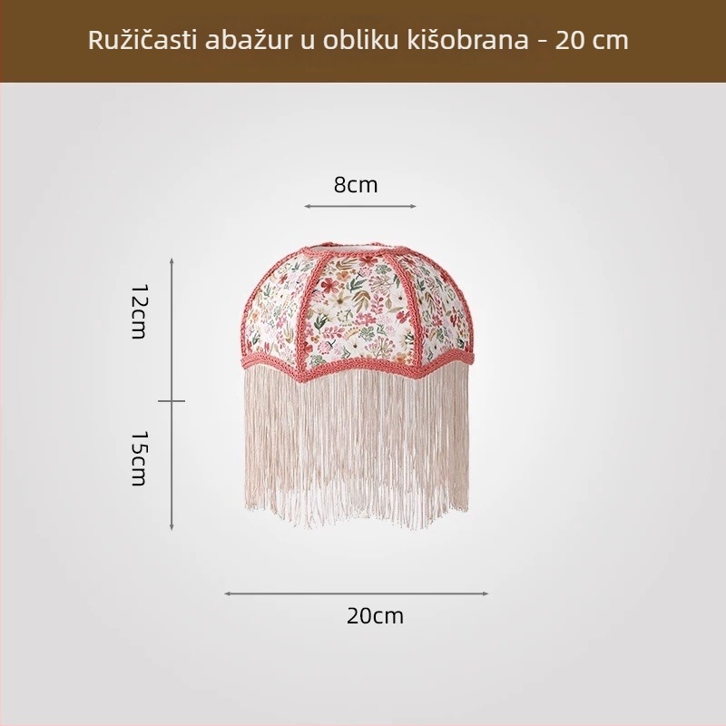 2026 novi francuski retro abažur u obliku kišobran s resicama, tekstilni, za blagovaonicu i spavaću sobu, višebojni