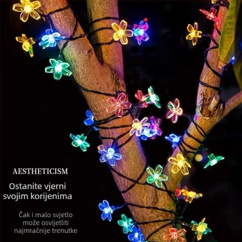 Solarna LED girlanda s cvjetovima trešnje za drveće i vrt, vodootporna, šarene dekorativne svjetiljke