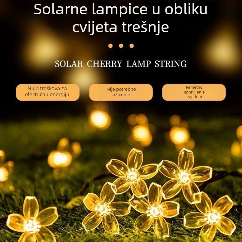 Solarna LED girlanda s cvjetovima trešnje za drveće i vrt, vodootporna, šarene dekorativne svjetiljke