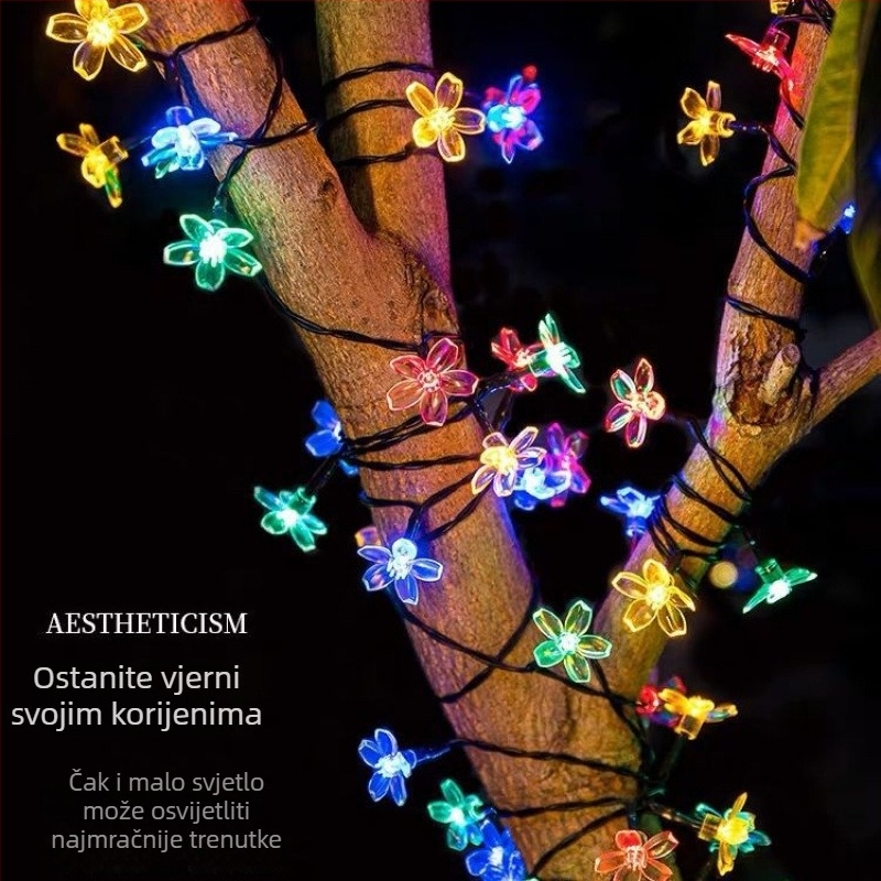 Solarna LED girlanda s cvjetovima trešnje za drveće i vrt, vodootporna, šarene dekorativne svjetiljke