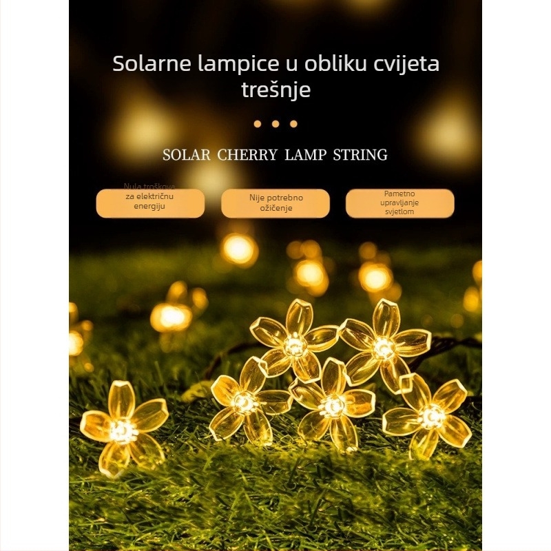 Solarna LED girlanda s cvjetovima trešnje za drveće i vrt, vodootporna, šarene dekorativne svjetiljke