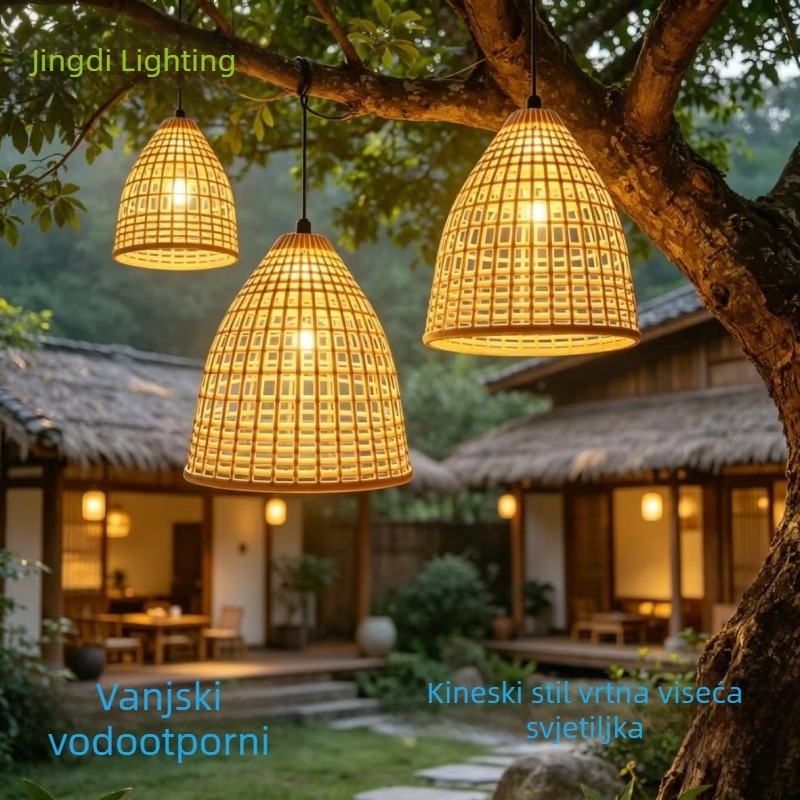Lampa u kineskom stilu s imitacijom bambusa, vodootporna vanjska rasvjeta za dvorište i seosku kuću, atmosferska rasvjeta, rasvjeta za viseće na drvetu krajolika