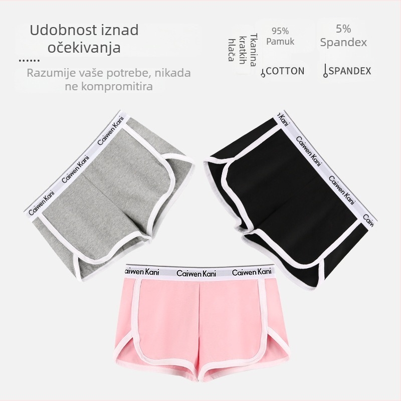 Damske pamukne bokserice, srednji pojas, jednobojne, sportsko donje rublje