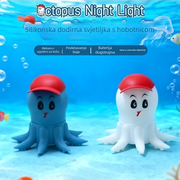 Silikonska noćna lampica u obliku hobotnice sa senzorom dodira, podvodni svijet, noćni stol