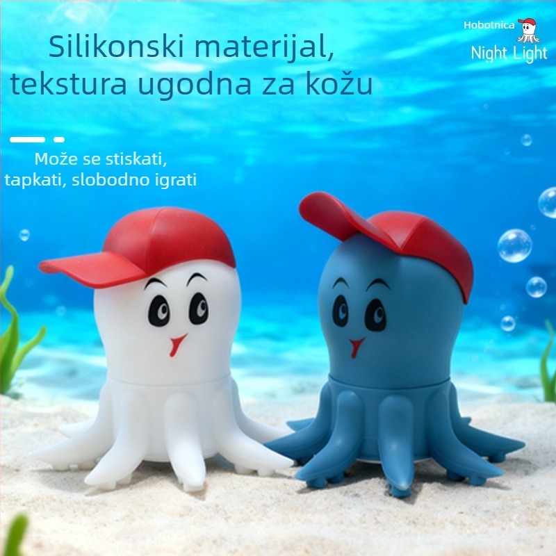 Silikonska noćna lampica u obliku hobotnice sa senzorom dodira, podvodni svijet, noćni stol