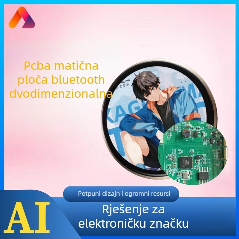 AI elektronički značak s zaslonom, Bluetoothom i Wi-Fi, 2D medaljon elektronički značak PCBA, upravljanje hardverom i softverom ploča