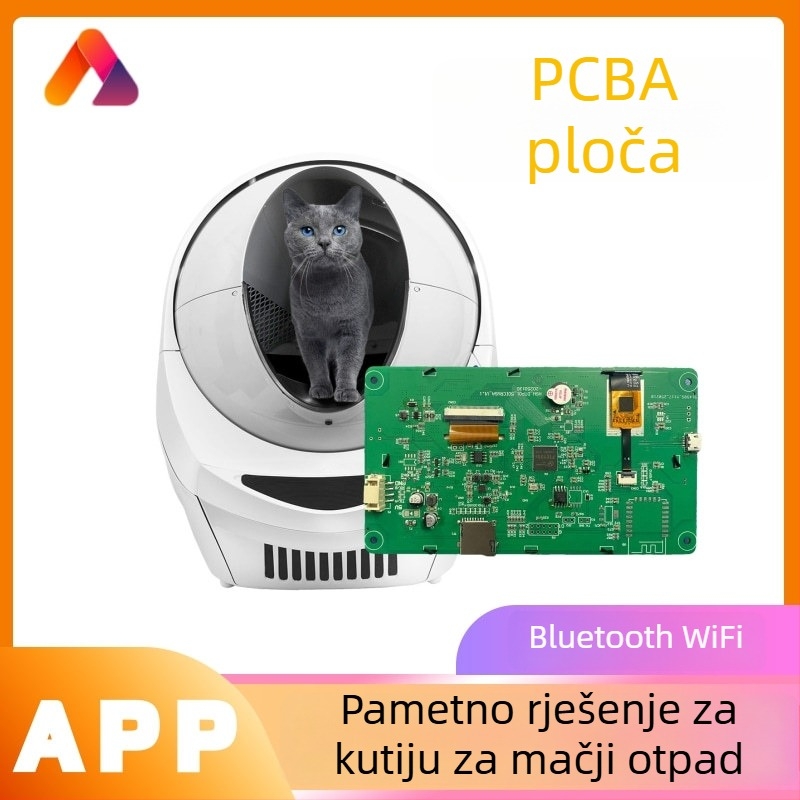 AI glasovno upravljana automatska zatvorena kutija za mačji pijesak s PCBA kontrolnom pločom
