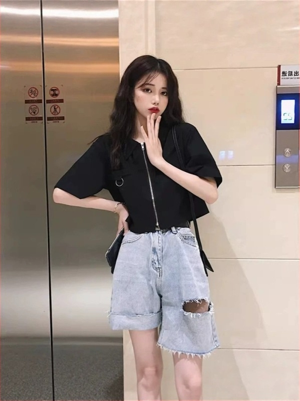 Ženski kratkih rukava polo cardigan top, cropped lagana ljetna bluza s dizajnerskim detaljima
