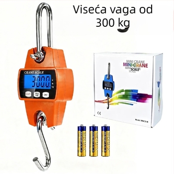 300 kg elektronička vješalna vaga za dizanje, s metalnim kukom, prijenosna