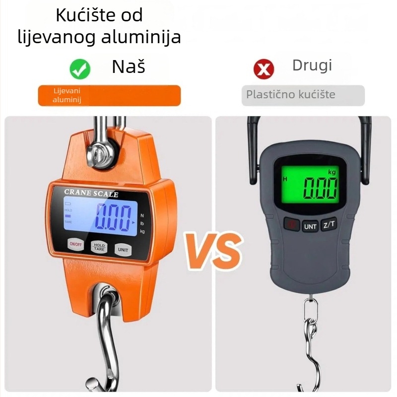 300 kg elektronička vješalna vaga za dizanje, s metalnim kukom, prijenosna