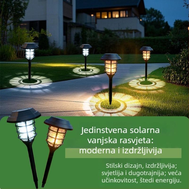 Solarne LED rasvjeta za vrt – vanjske plastične lampe za travu, dekorativno svjetlo na tlu za vrt i dvorište