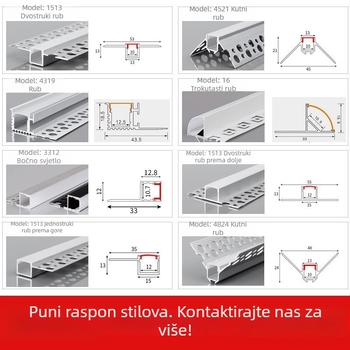 24V linearni LED kanal od aluminija za strop – ugrađena LED traka za dnevni boravak