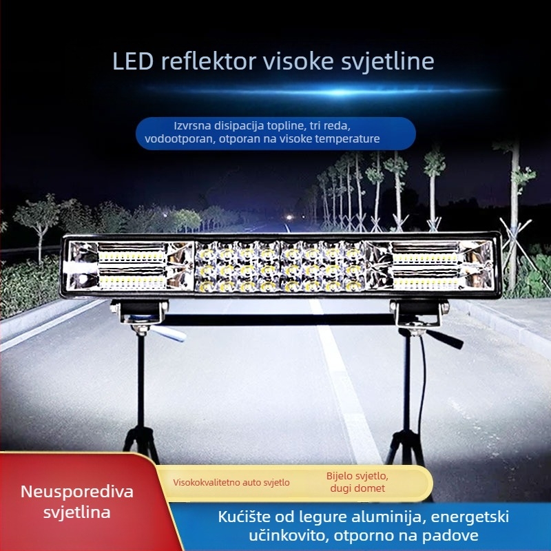 LED traka za automobil sa spot svjetlima i svjetlima uz šipku, 12–24V, velika svjetlost, visok/niži snop, strob svetlo