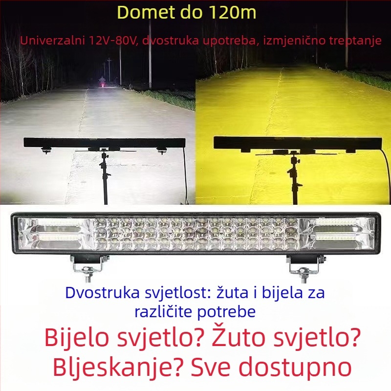 LED traka za automobil sa spot svjetlima i svjetlima uz šipku, 12–24V, velika svjetlost, visok/niži snop, strob svetlo