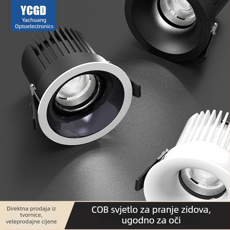 LED ugrađeni spot rasvjeta za hotele, komercijalnu i kućnu upotrebu, anti-refleksijska pozadinska rasvjeta, aluminijsko kućište, 9W, 3000-6000K