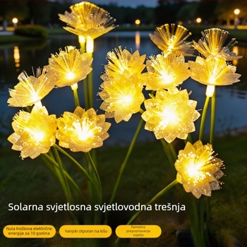 Solarna LED svjetla s vlaknastom optikom u obliku trešnjinog cvijeta za vrt, travnjak, park i balkon – vanjsko ambijentalno osvjetljenje
