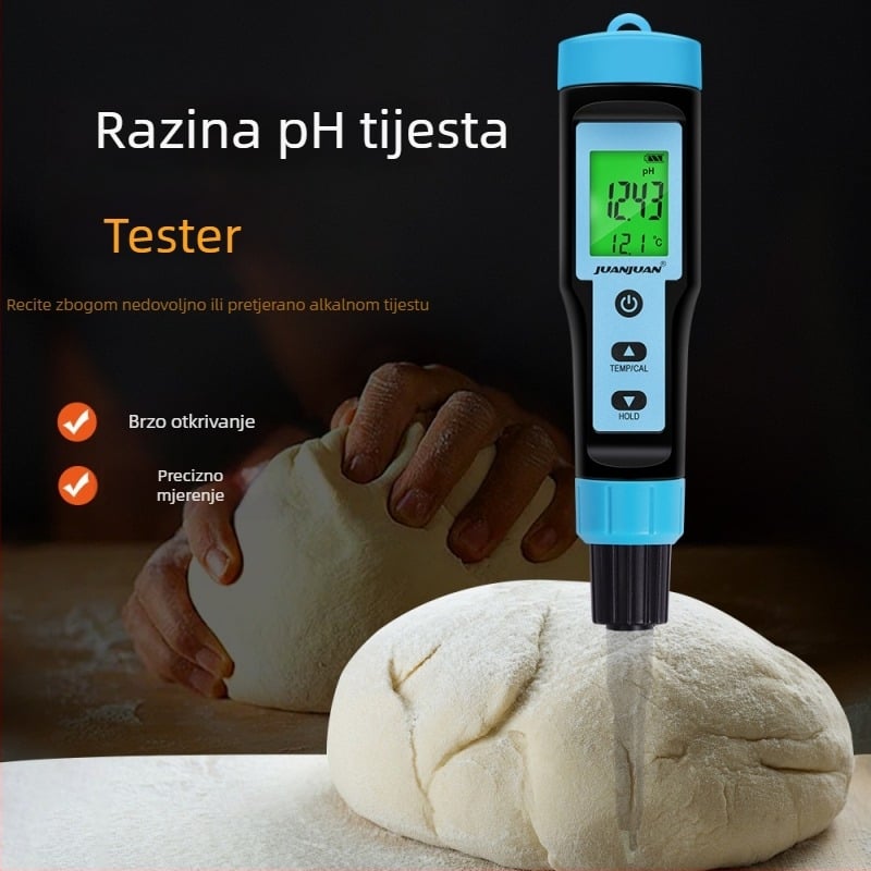 Prijenosni digitalni pH mjerač za tijesto, jogurt i sir, mjerač kiselosti hrane i tester za pH kože