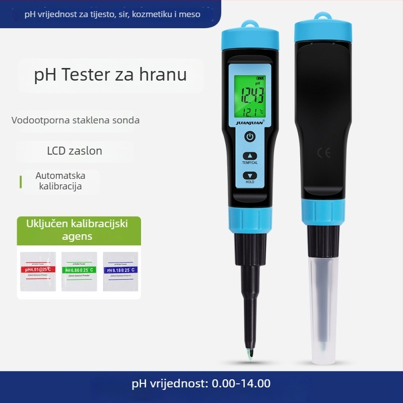 Prijenosni digitalni pH mjerač za tijesto, jogurt i sir, mjerač kiselosti hrane i tester za pH kože