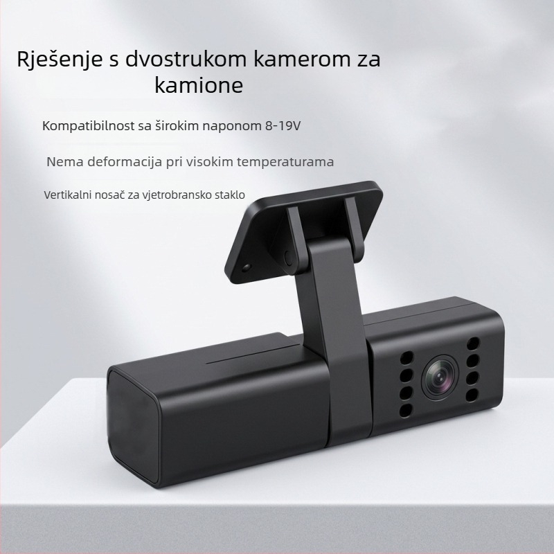 Držač za dvostruku dash cam kameru za montažu na vjetrobransko staklo, za kamione, taxi usluge i ride-hailing, kompatibilan s ADAS i DMS