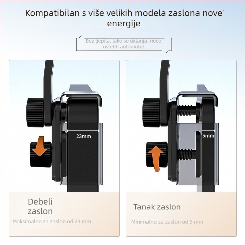Držač za telefon u automobilu za navigaciju, 360° prilagodljiva, univerzalan za ravne i zakrivljene zaslone