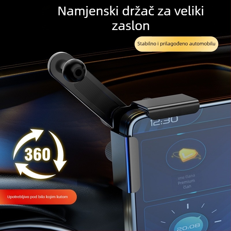 Držač za telefon u automobilu za navigaciju, 360° prilagodljiva, univerzalan za ravne i zakrivljene zaslone
