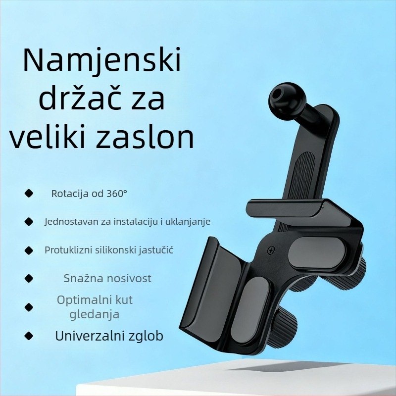 Držač za telefon u automobilu za navigaciju, 360° prilagodljiva, univerzalan za ravne i zakrivljene zaslone