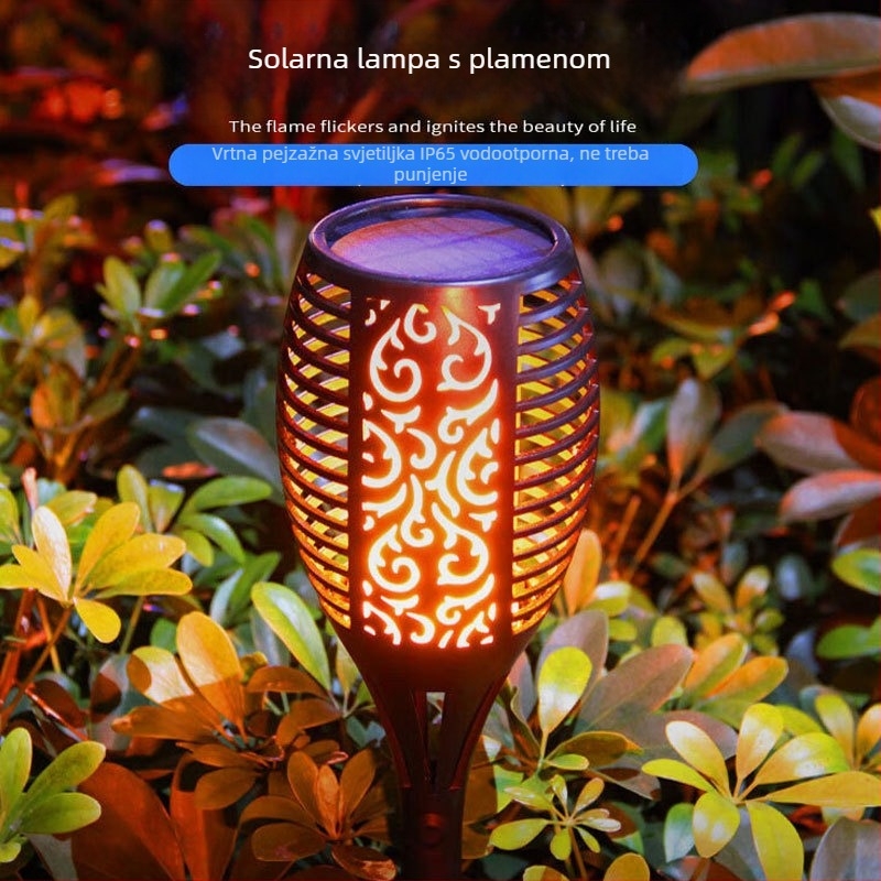 Solarna plamen lampu za travnjak s ugradnjom u tlo, vanjska rasvjeta dvorišta, automatsko uključivanje noću, ambijentalno osvjetljenje krajolika