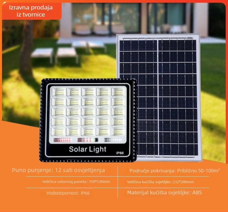 Solarsko vanjsko rasvjetno svjetlo za dvorište, automatsko uključivanje noću, snažna LED rasvjeta dvorišta