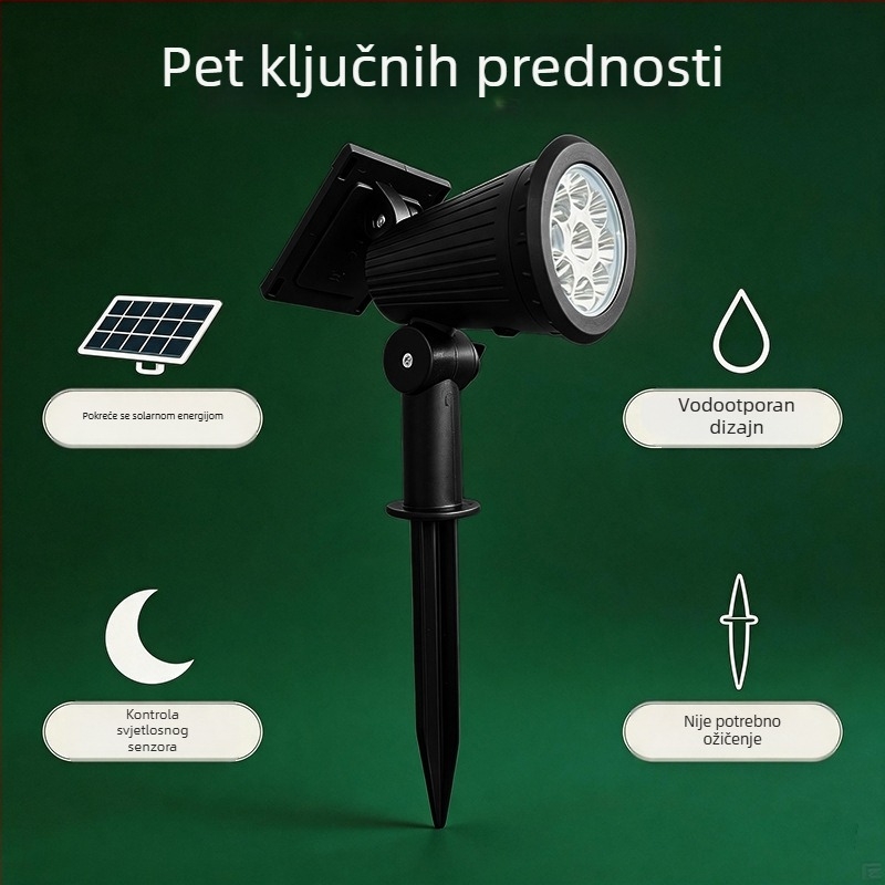 Solarsko vanjsko osvjetljenje vrta – spotovi za travu i drveće, šareno 9 LED pejzažno osvjetljenje