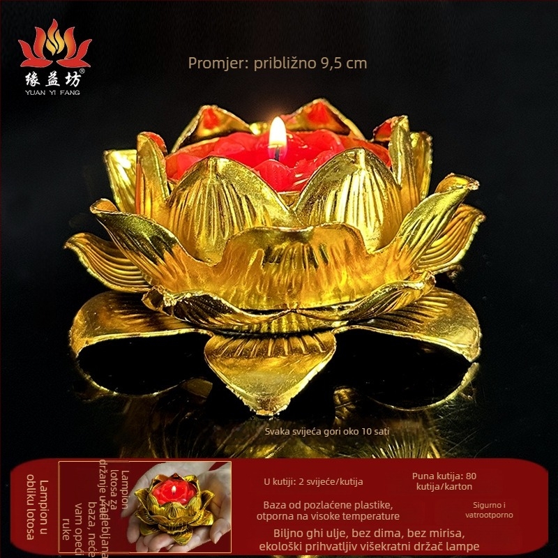 Rukom držana lotus lampa za Buddha ponudu, bezdimna svijeća od biljnog maslaca za kućnu upotrebu, lotus svijeća za ponude, ekološki prihvatljivo, za mjesec dana paljenja
