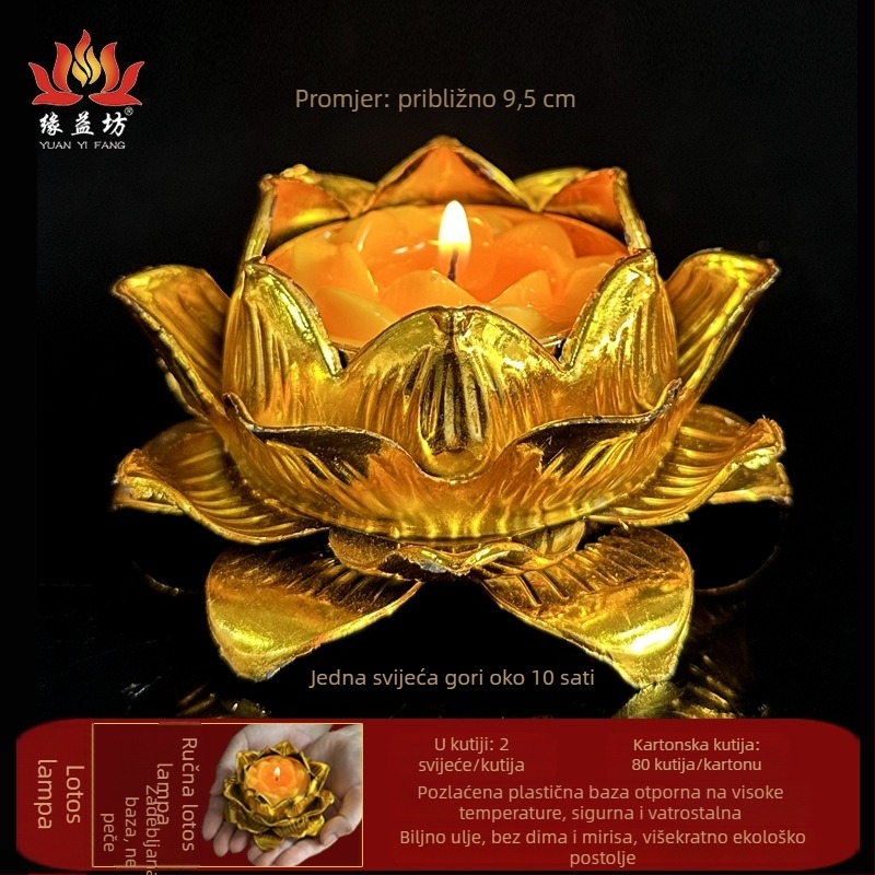 Rukom držana lotus lampa za Buddha ponudu, bezdimna svijeća od biljnog maslaca za kućnu upotrebu, lotus svijeća za ponude, ekološki prihvatljivo, za mjesec dana paljenja