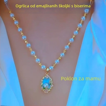 Elegantan ogrlica od emajliranih školjkastih bisera za žene, lanac klavikul, vrhunski dizajn
