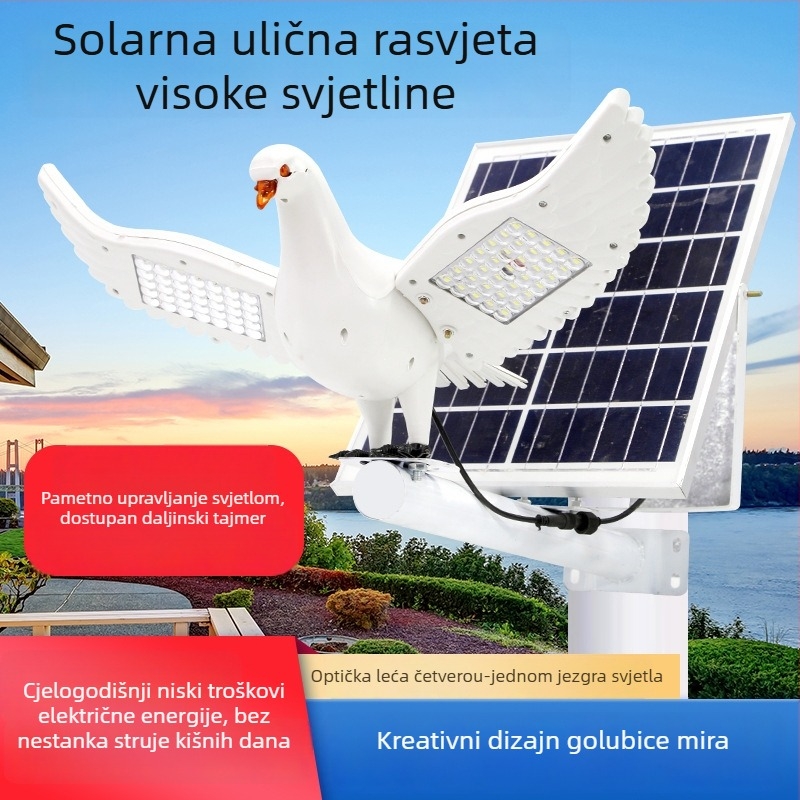Ulična solarna svjetiljka u obliku goluba, 100 W integrirano vanjsko osvjetljenje