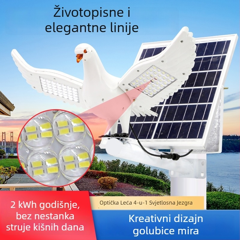 Ulična solarna svjetiljka u obliku goluba, 100 W integrirano vanjsko osvjetljenje