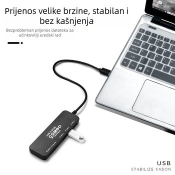 USB 2.0 hub, 5-u-1, čitač kartica, Type-C docking stanica, mikro multiport extender