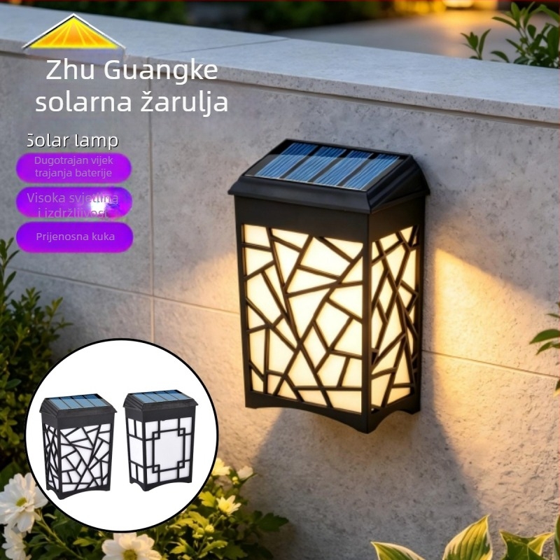 Solarna zidna svjetiljka za dvorište, vodootporna, pametan senzor svjetla, flood svjetla, šarolna atmosfera za dekoraciju krajolika
