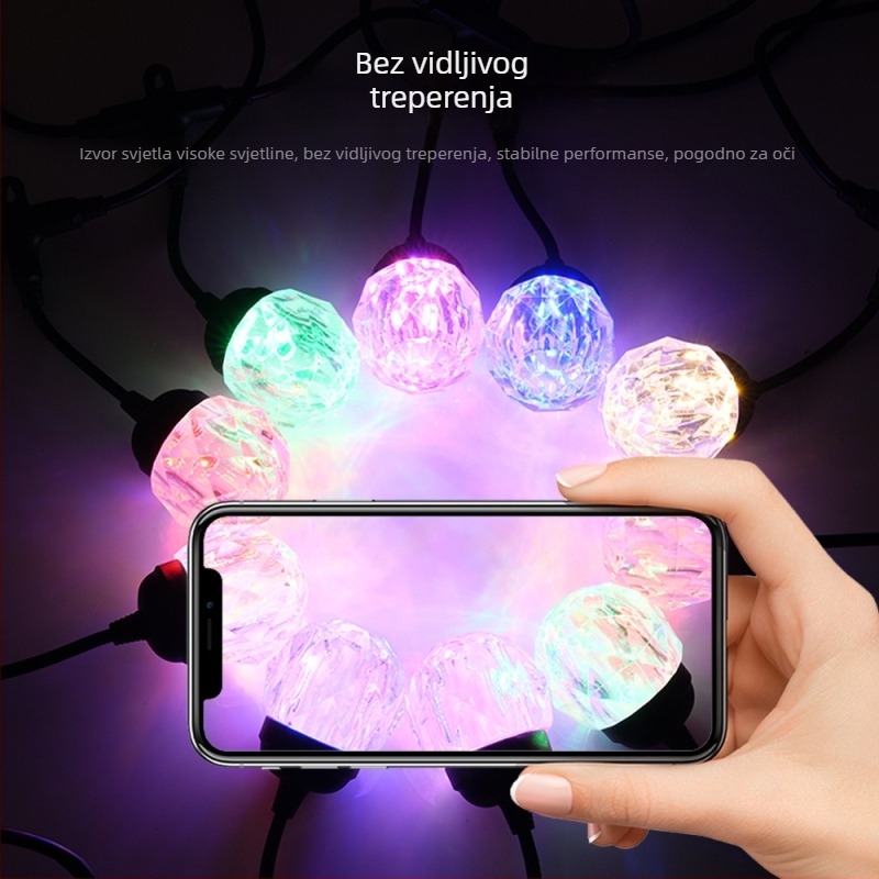 Vodootporne LED nitne u obliku dijamanta, priključna verzija, ambijentalno osvjetljenje dvorišta vile, RGB šarene dekorativne lampe