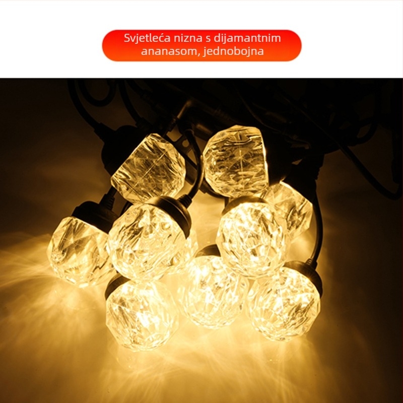 Vodootporne LED nitne u obliku dijamanta, priključna verzija, ambijentalno osvjetljenje dvorišta vile, RGB šarene dekorativne lampe