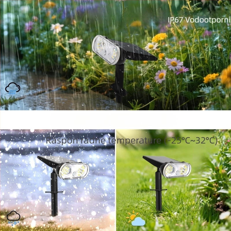 LED solarno vrtno svjetlo, vodootporna vanjska svjetlost s senzorom, ambijentalno osvjetljenje vrta