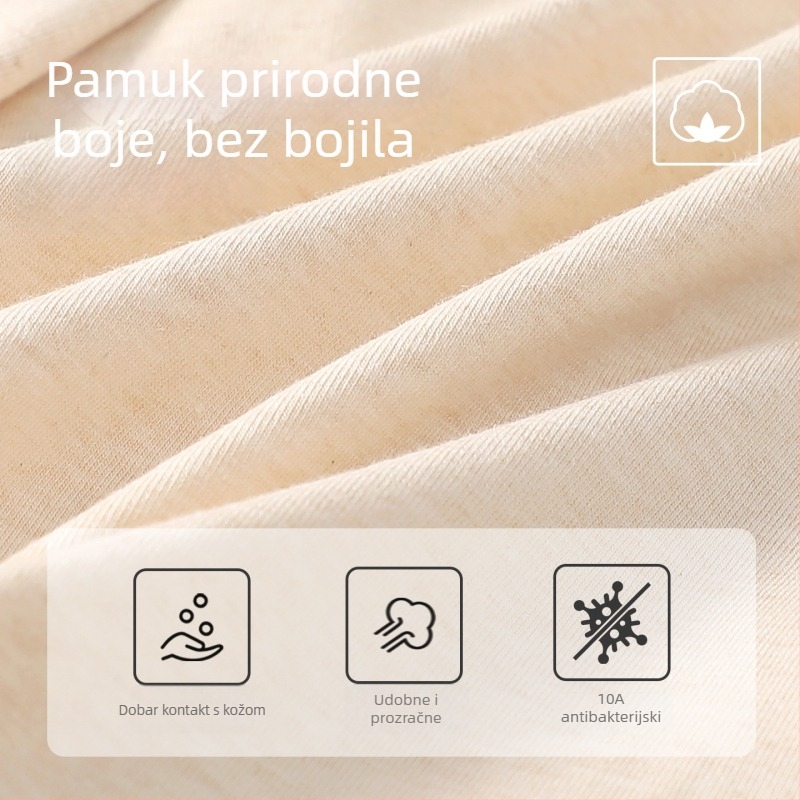 Ženske gaćice visokog pojasa od prirodno obojenog pamuka, antibakterijske, prozračne