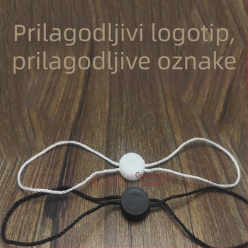 Lančić za oznaku odjeće s dvostrukom umetkom, plastični držač oznake – pravokutnog ili kružnog oblika