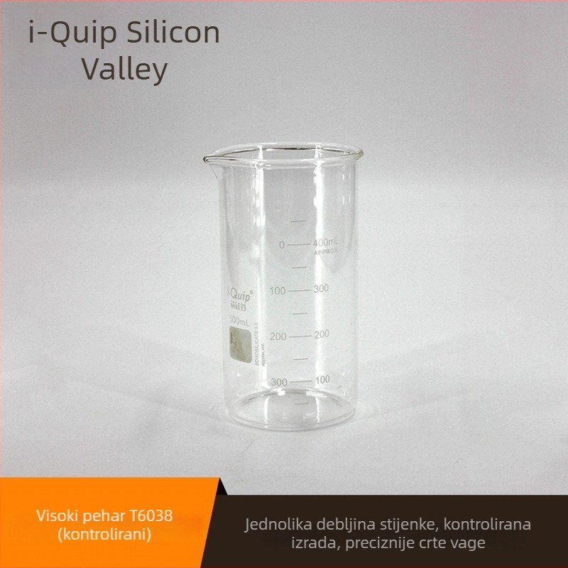 Core Silicon Valley T6038 visokooblikovana laboratorijska čaša (kontrola), borosilikatno staklo, 100–1000 mL