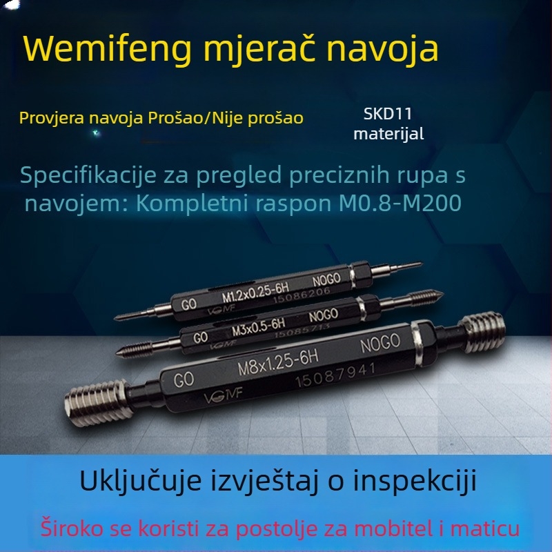 VGMF navoja mjerilo M2x0.4–6G/5G, Go/No-Go mjerač navoja