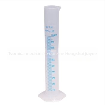 Plastični graduirani cilindar s plavom linijom, skala, 10–1000 ml