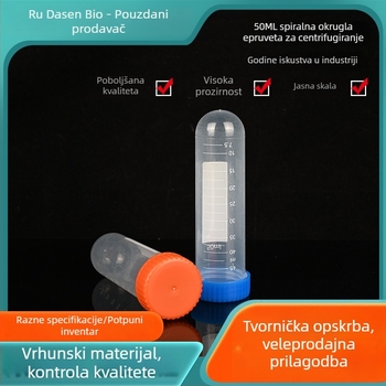 50 ml okrugla centrifugijska cijev s vijčanim zatvaračem, prozirna, graduirana, jednokratna upotreba; 50 komada po paketu, 24 paketa po kutiji
