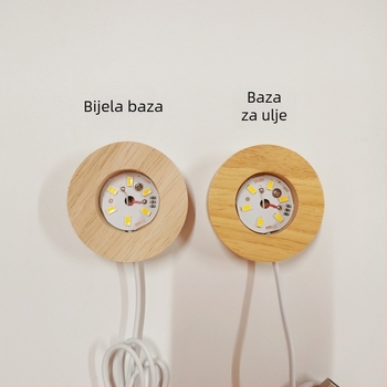 Drvena baza lampe od okrugle kristalne kugle, ukras za aromaterapiju na stolu, noćno svjetlo — moderan minimalistički dizajn.