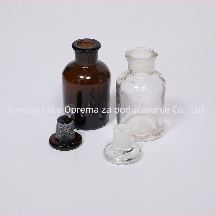 Staklena boca s uskim grlom, prozirna, bijeli i smeđi poklopac, zapremine 60 ml, 125 ml, 250 ml, 500 ml, 1000 ml