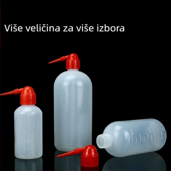 Prilagodljiva plastična boca za pranje u laboratoriju s crvenim poklopcem, 250 ml i 1000 ml, zakrivljenim otvorom i oštrim vrhom, PE