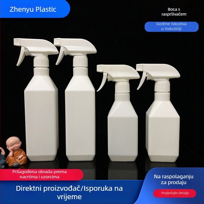 Plastična sprej boca 500 ml za kućno čišćenje, četvrtasti oblik, boca za prskanje i razrjeđivanje