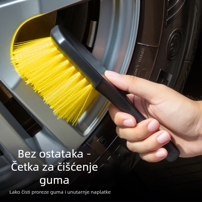 Višenamjenska auto četka za pranje s žutom glavom – za gume, felge i tepihe